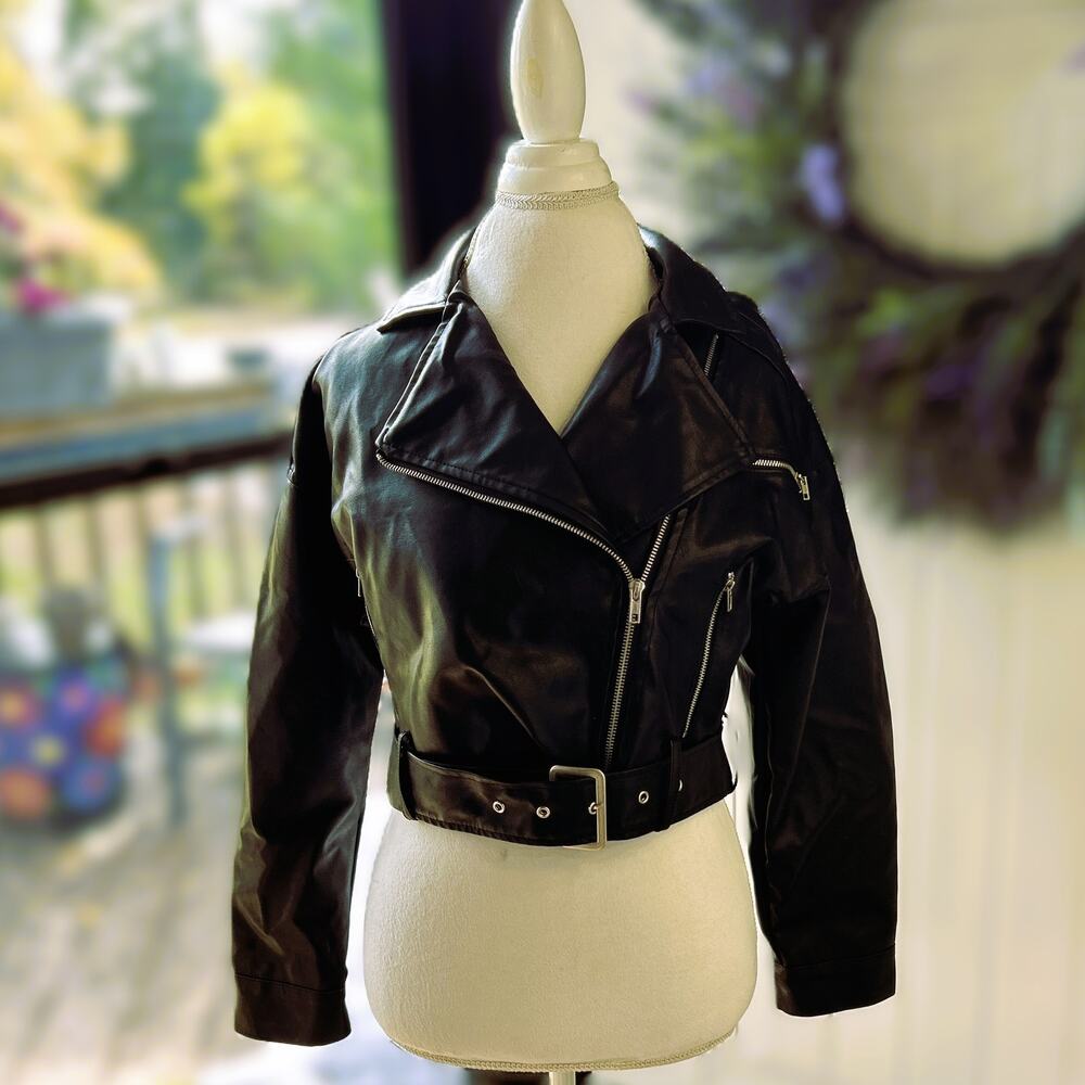 Le Lis Collection Faux Leather Moto Jacket – Black, Size M